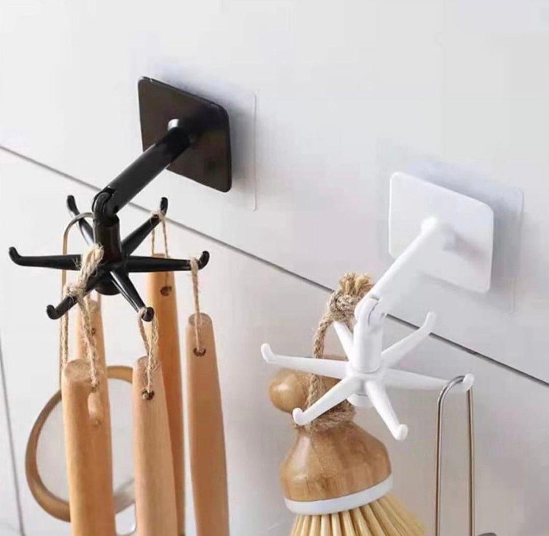 360˚ Degree Rotatable Six Claw Storage Hooks, Punch-free Multipurpose Hooks, Folding Self-Adhesive Vertical Flip Hook 360˚ Degree Rotatable Six Claw Storage Hooks, Punch-free Multipurpose Hooks, Folding Self-Adhesive Vertical Flip Hook